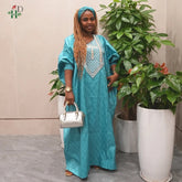 Buy New African Traditional Wear For Women Ankara Gown Dashiki Green Wedding Party Robe for only $49.49 at Flexi Africa!